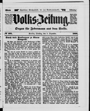 Volks-Zeitung vom 09.12.1856