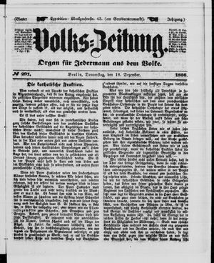 Volks-Zeitung vom 18.12.1856