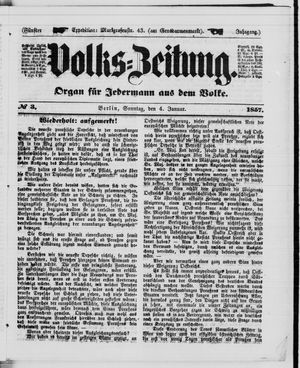 Volks-Zeitung vom 04.01.1857
