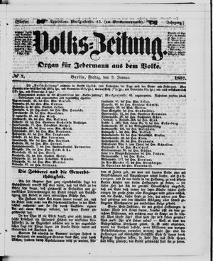 Volks-Zeitung vom 09.01.1857