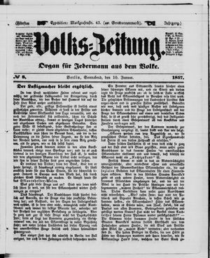 Volks-Zeitung vom 10.01.1857