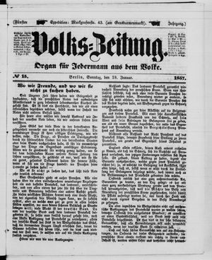 Volks-Zeitung vom 18.01.1857