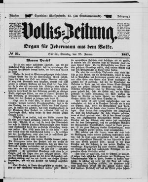 Volks-Zeitung vom 25.01.1857