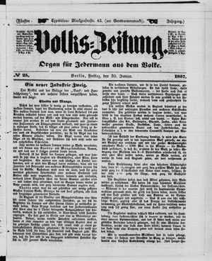 Volks-Zeitung vom 30.01.1857