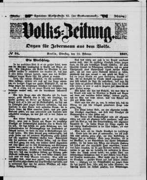 Volks-Zeitung vom 10.02.1857