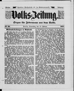Volks-Zeitung vom 12.02.1857