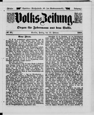 Volks-Zeitung vom 13.02.1857
