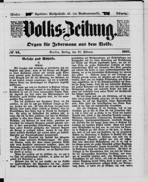 Volks-Zeitung on Feb 20, 1857