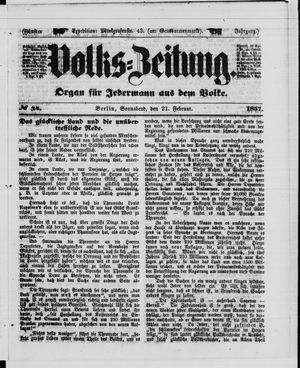 Volks-Zeitung vom 21.02.1857