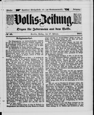 Volks-Zeitung vom 27.02.1857