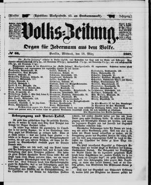 Volks-Zeitung vom 18.03.1857