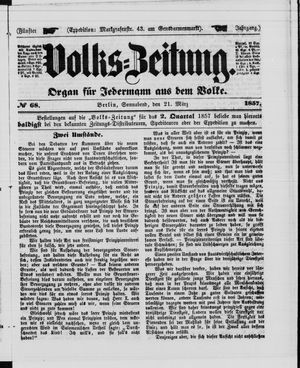 Volks-Zeitung on Mar 21, 1857