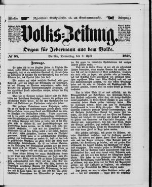 Volks-Zeitung on Apr 9, 1857