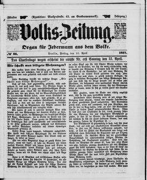 Volks-Zeitung vom 10.04.1857