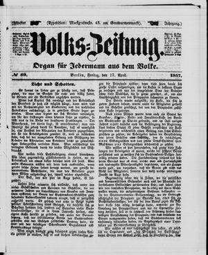 Volks-Zeitung vom 17.04.1857