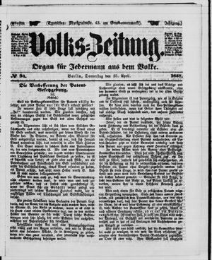 Volks-Zeitung vom 23.04.1857