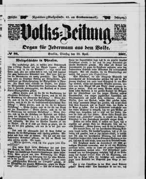 Volks-Zeitung vom 28.04.1857
