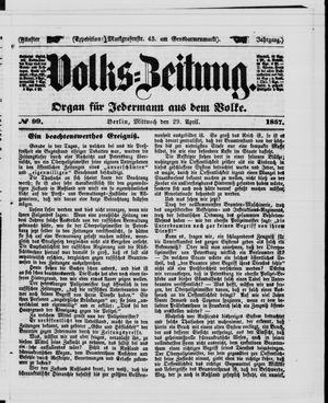 Volks-Zeitung vom 29.04.1857