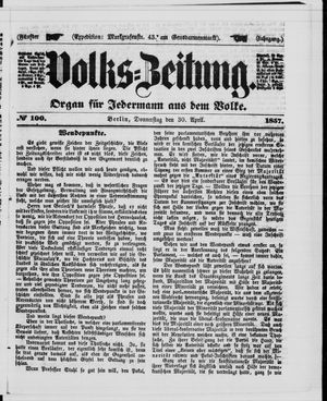 Volks-Zeitung vom 30.04.1857