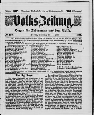 Volks-Zeitung vom 11.06.1857