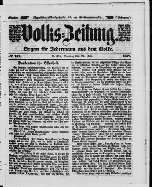 Volks-Zeitung vom 21.06.1857