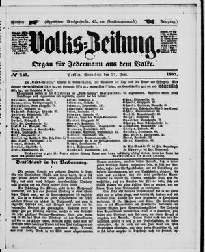 Volks-Zeitung on Jun 27, 1857