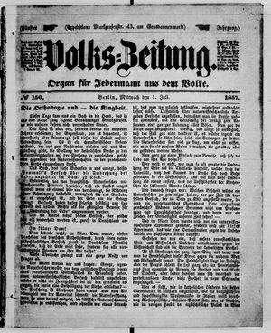 Volks-Zeitung on Jul 1, 1857