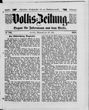 Volks-Zeitung vom 22.07.1857