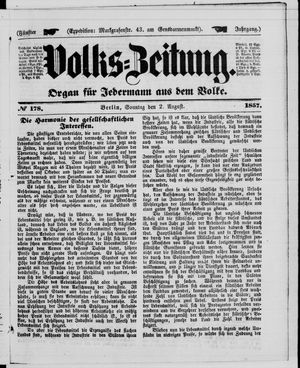 Volks-Zeitung vom 02.08.1857
