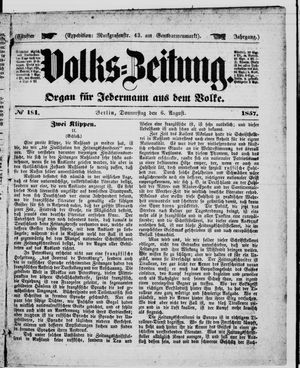 Volks-Zeitung vom 06.08.1857