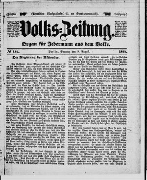 Volks-Zeitung on Aug 9, 1857