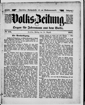 Volks-Zeitung on Aug 14, 1857