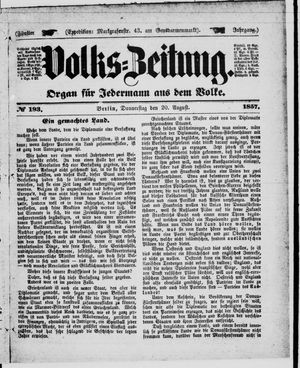 Volks-Zeitung vom 20.08.1857