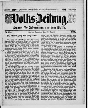 Volks-Zeitung vom 22.08.1857