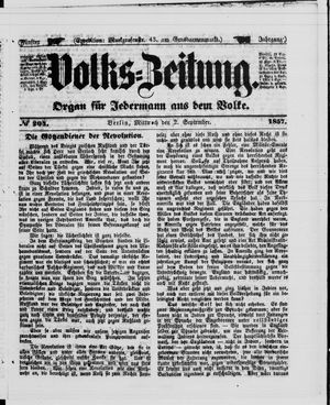 Volks-Zeitung vom 02.09.1857