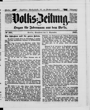 Volks-Zeitung on Sep 5, 1857