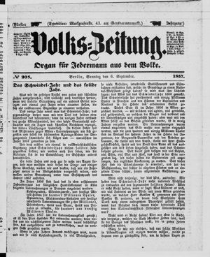 Volks-Zeitung vom 06.09.1857