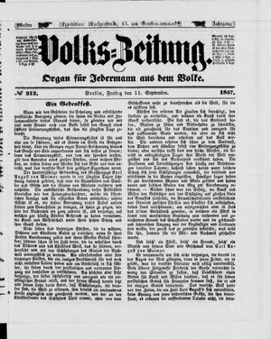Volks-Zeitung vom 11.09.1857