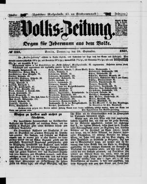 Volks-Zeitung vom 24.09.1857