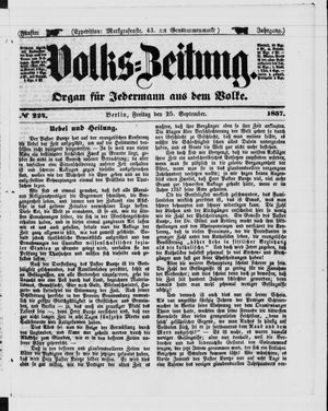 Volks-Zeitung on Sep 25, 1857