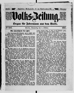 Volks-Zeitung on Oct 1, 1857