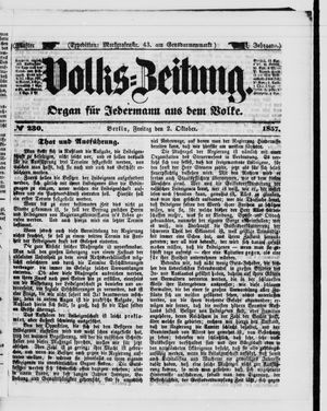 Volks-Zeitung on Oct 2, 1857