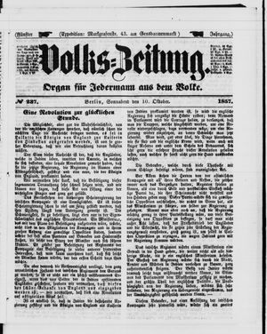 Volks-Zeitung on Oct 10, 1857