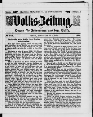 Volks-Zeitung vom 21.10.1857