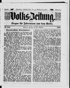 Volks-Zeitung vom 23.10.1857