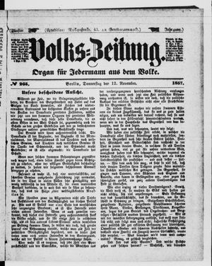 Volks-Zeitung vom 12.11.1857