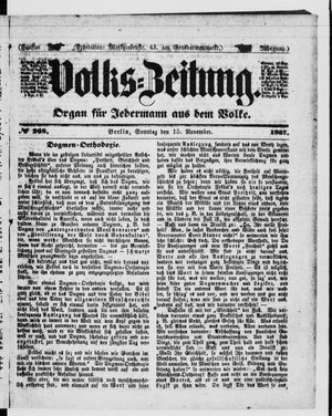 Volks-Zeitung vom 15.11.1857