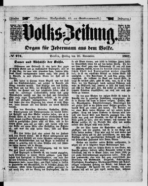 Volks-Zeitung vom 20.11.1857