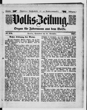 Volks-Zeitung vom 21.11.1857