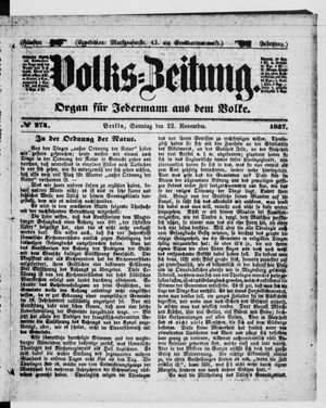 Volks-Zeitung vom 22.11.1857